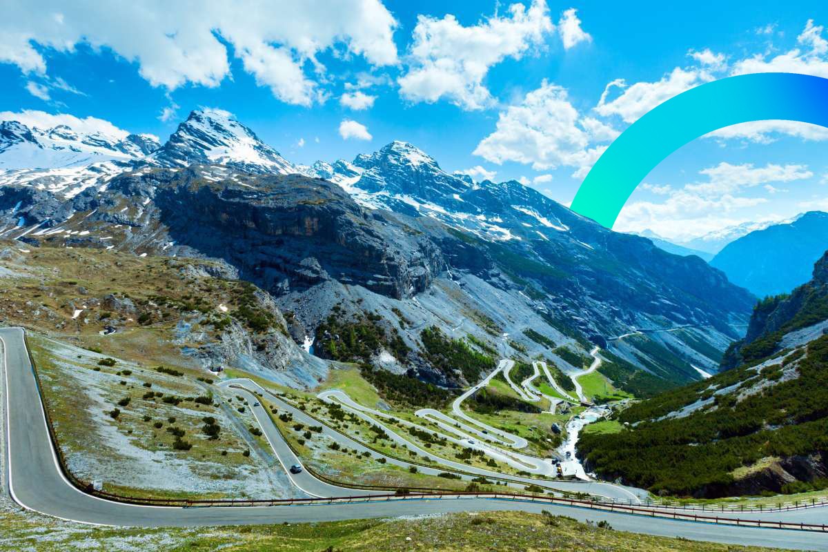 A part of Giro d'Italia going through Stelvio pass © shutterstock