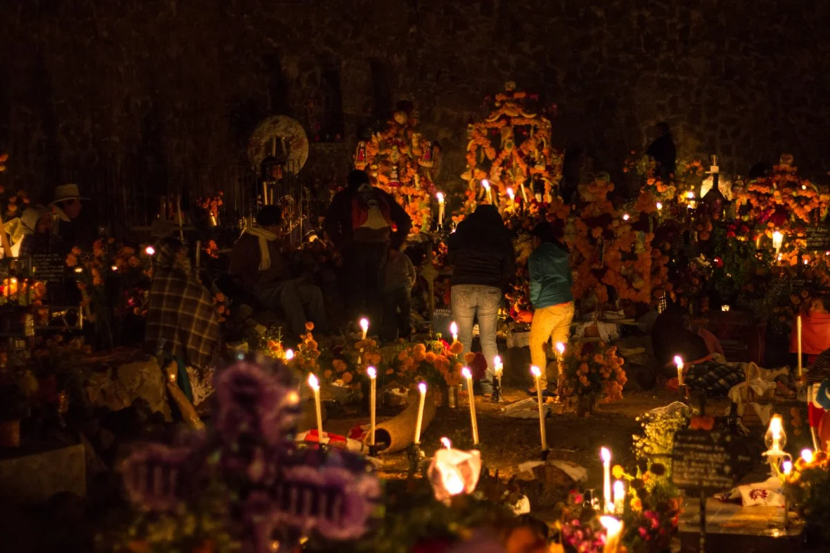 A traditionally decorated cemetery on Janitzio Island, Mexico
